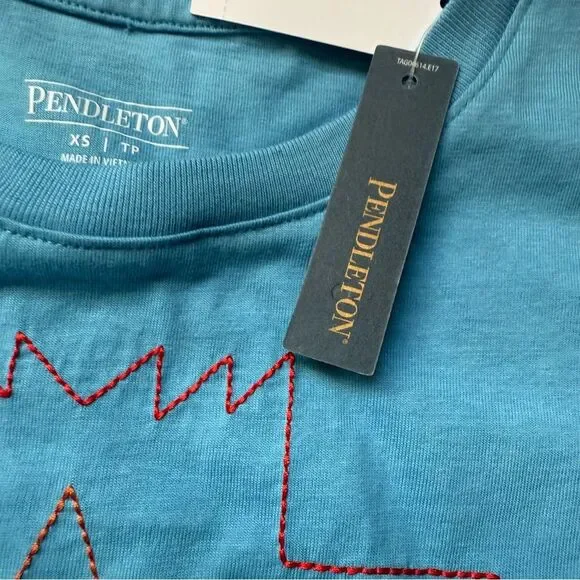 Pendleton deschutes embroidered tee, XS blue New with Tags NWT COTTON - Picture 6 of 10